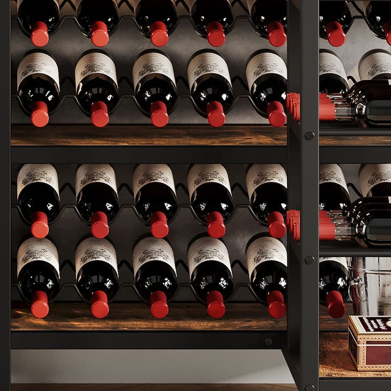 Moasis 5-Tier 38 Bottles Freestanding Floor Wine Rack Floor Liquor Cabinet with Glass Holder and Shelves