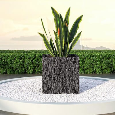 Verdura Modern 3-Piece Square Planter Pot in Fiberstone and Clay with Drainage Holes for Home Garden Office Patio Porch Yard