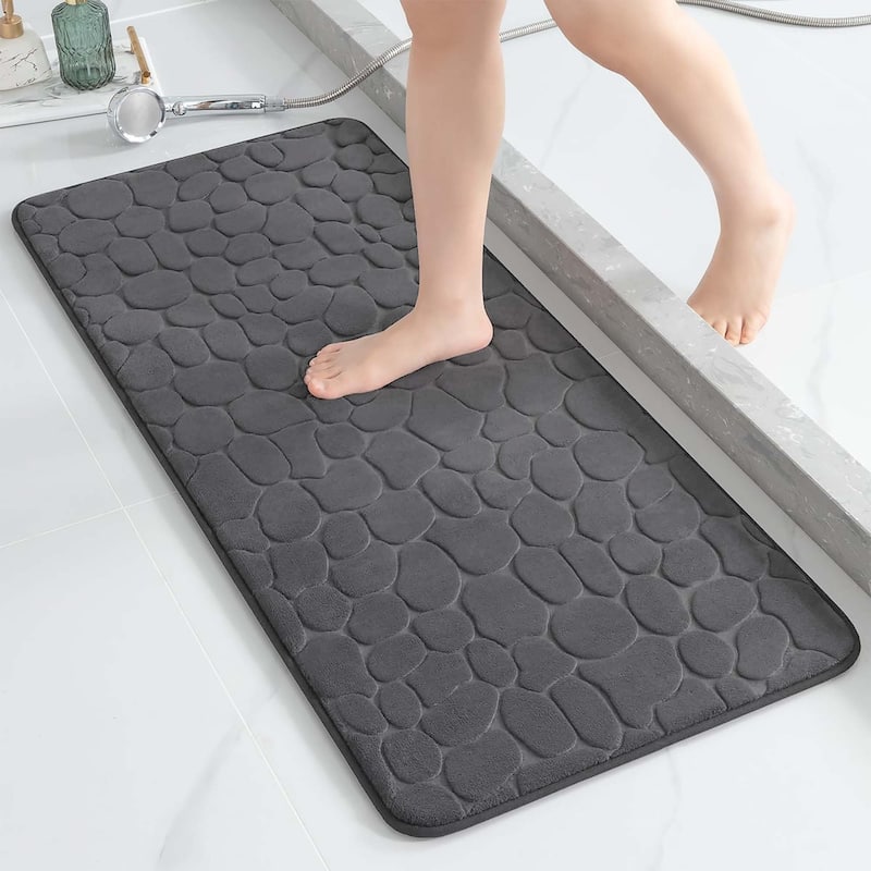 Memory Foam Runner Bath Mat Pebble Design 48x18