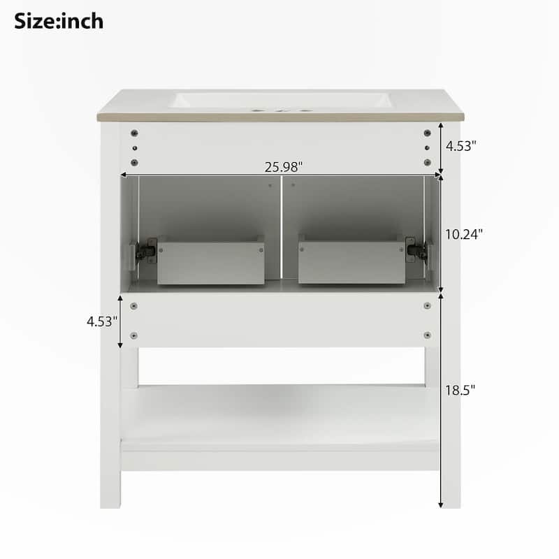 30-Inch Green Bathroom Vanity with Ceramic Sink