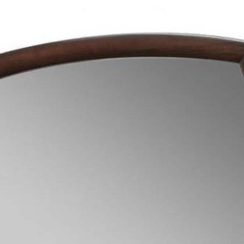 Transitional Style Wooden Wall Mirror with Beveled Edges, Espresso