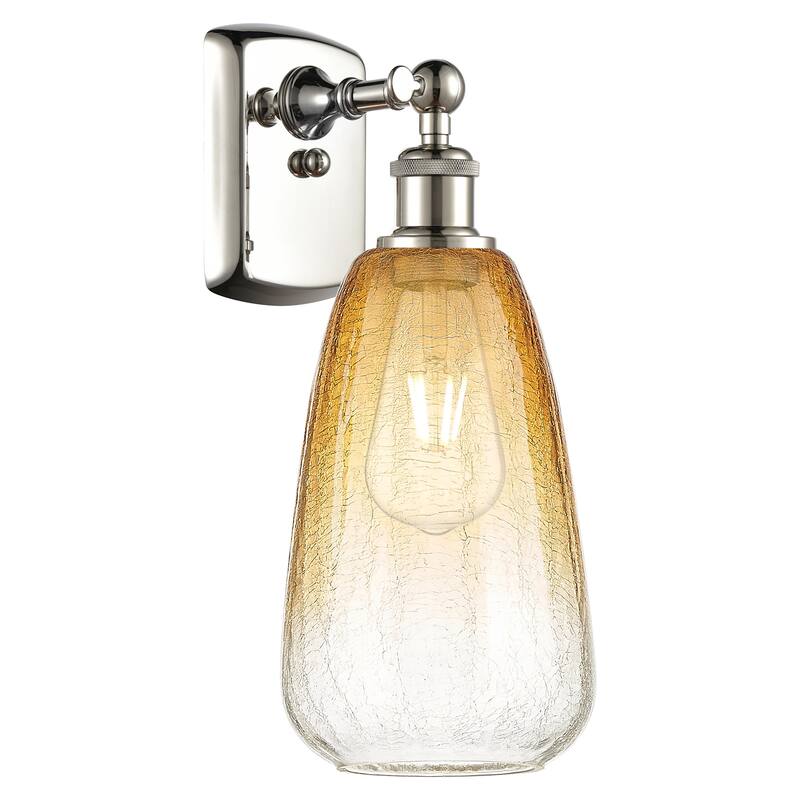 Innovations Lighting 516-1W-14-6 Brookhaven Almond Sconce Brookhaven - Polished Nickel / Amber