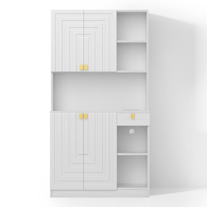 Meyreso Wood Tall Furniture - Kitchen Pantry Storage Cabinet with Doors