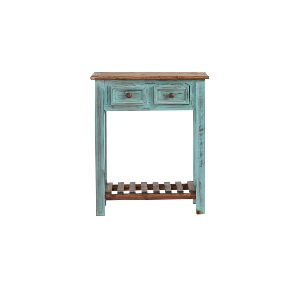 Progressive Furnitur Holland Console - 35" h x 30" w (Turquoise/Pine)