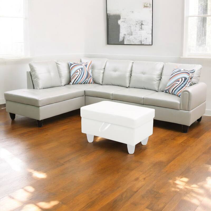 KISRAIS 97" Wide 2-Piece Vegan Leather Sectional Sofa Set without Ottoman for Small Space