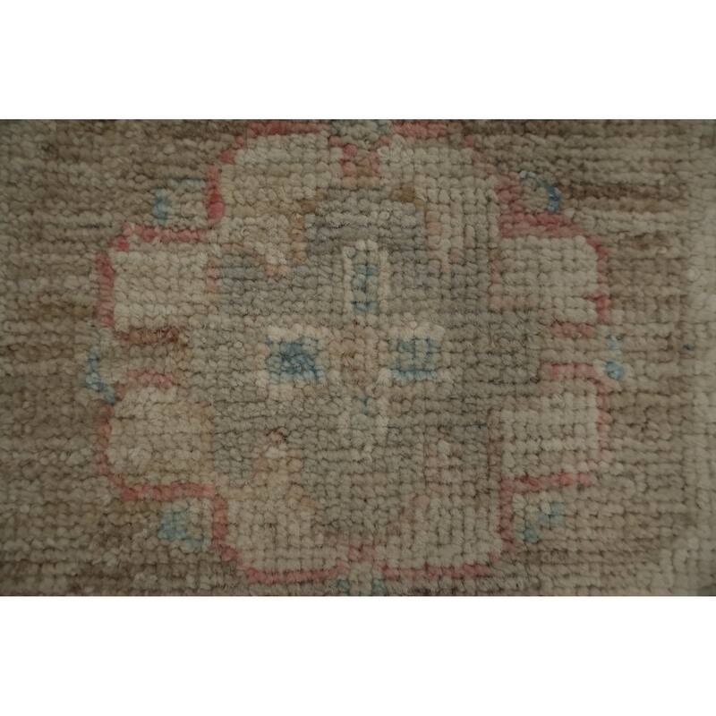 Hand Knotted Oriental 100% Wool Carpet Transitional All-Over Brown Oushak Area Rug - 12' 0'' X 9' 0''