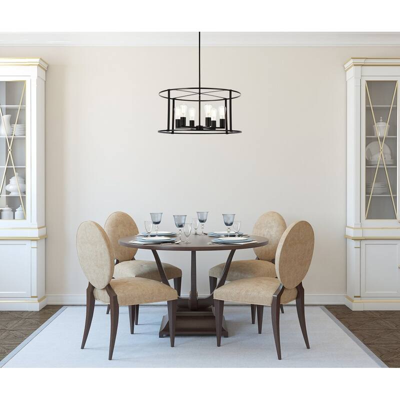 Aria 6 Light Pendant in black - 26 Inch