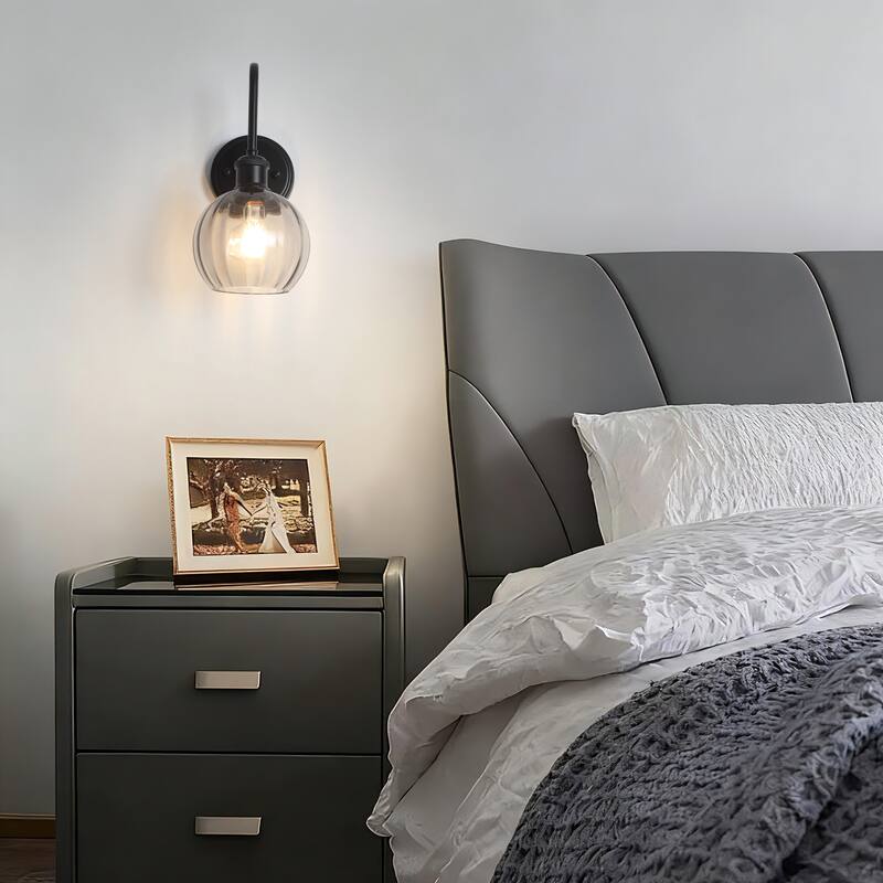 Modern 1-Light Bathroom Vanity Wall Sconce with Textured Glass Shade