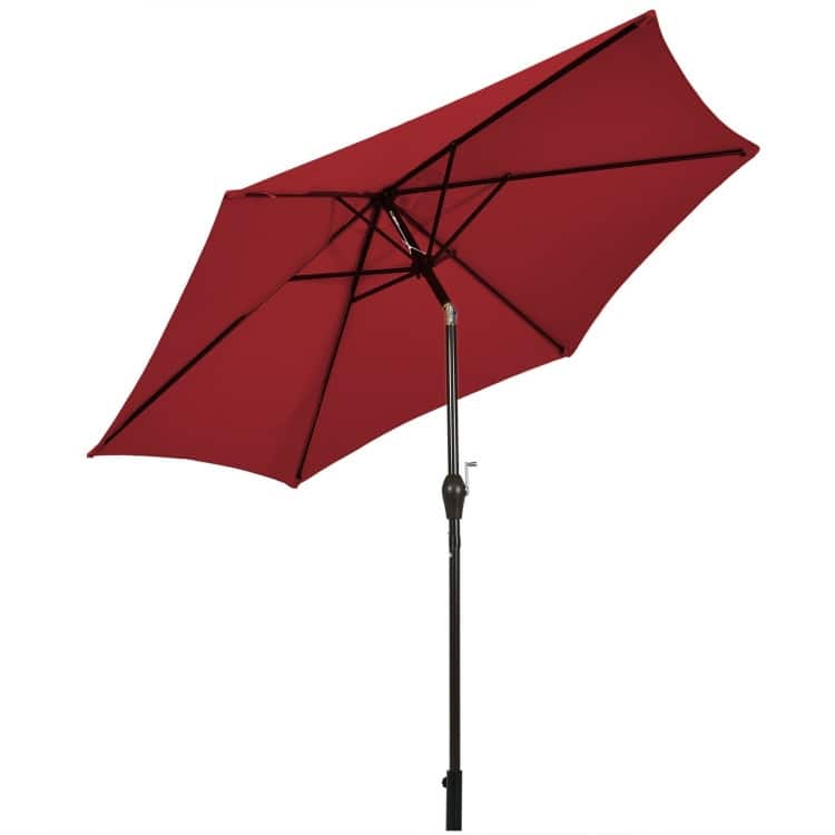 9-Foot Outdoor Market Patio Table Umbrella with Push-Button Tilt and Crank Lift for Sun Shade