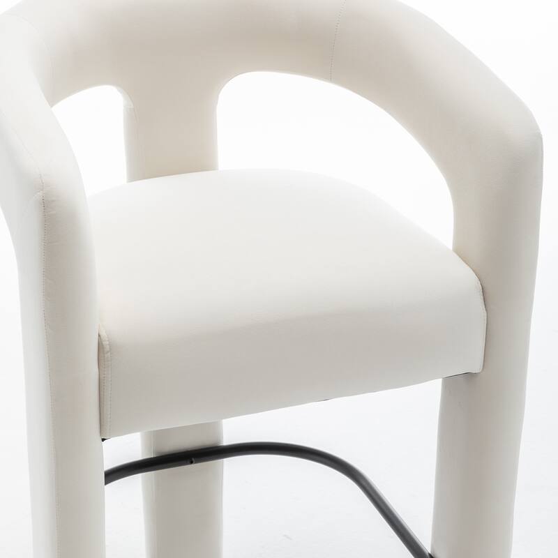 SEYNAR Modern Velvet 34.6''H Fixed Height Open-Back Bar Stool with Metal Footrest Set of 2