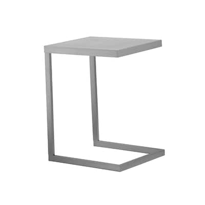 15 in. Silver Rectangle Metal End Table with C Shaped Frame