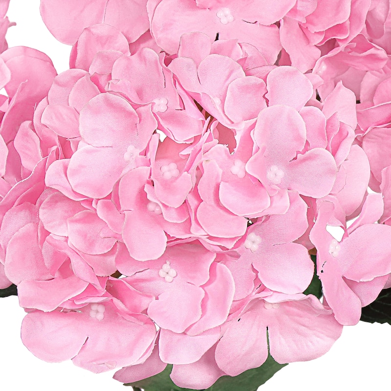 Set of 2 Deluxe Baby Pink Artificial Hydrangea Flower Stem Bush Bouquet 19in - 19" L x 11" W x 11" DP