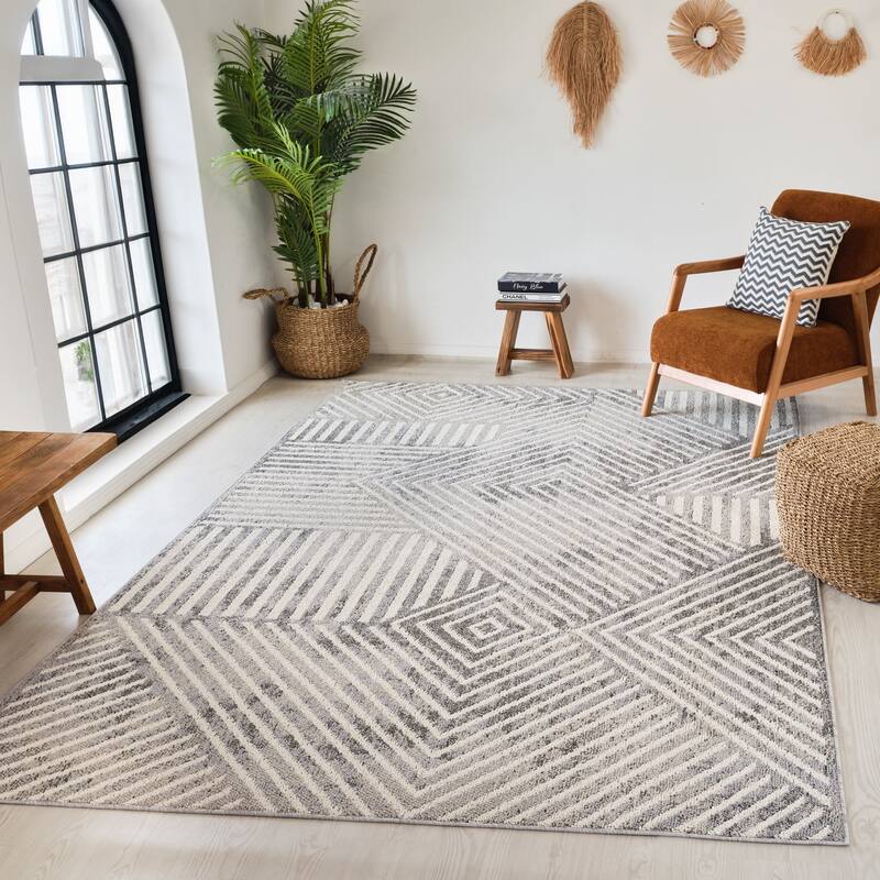 Rug Branch Modern Geometrical Grey Beige Indoor Area Rug