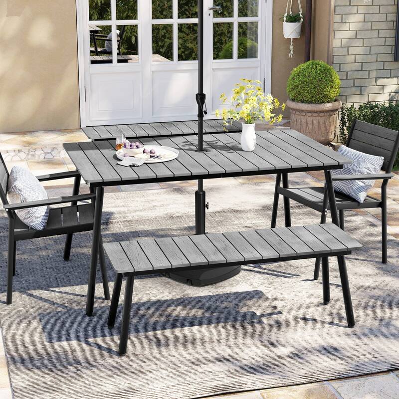 Outdoor 3/5/6-Piece Furniture Patio Dining Set with Rectangular Table