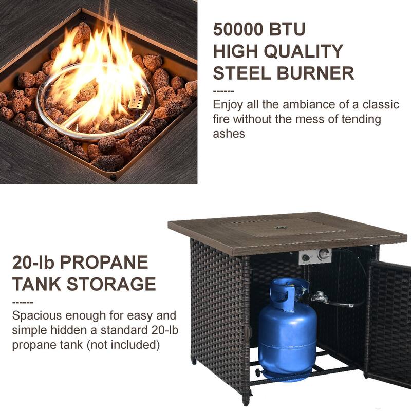 Outdoor Sectional Patio Sofa with Fire Pit Table