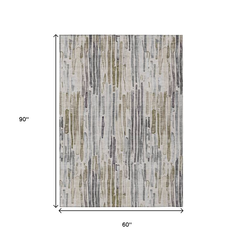 HomeRoots Striped Modern Rectangle Outdoor Rug