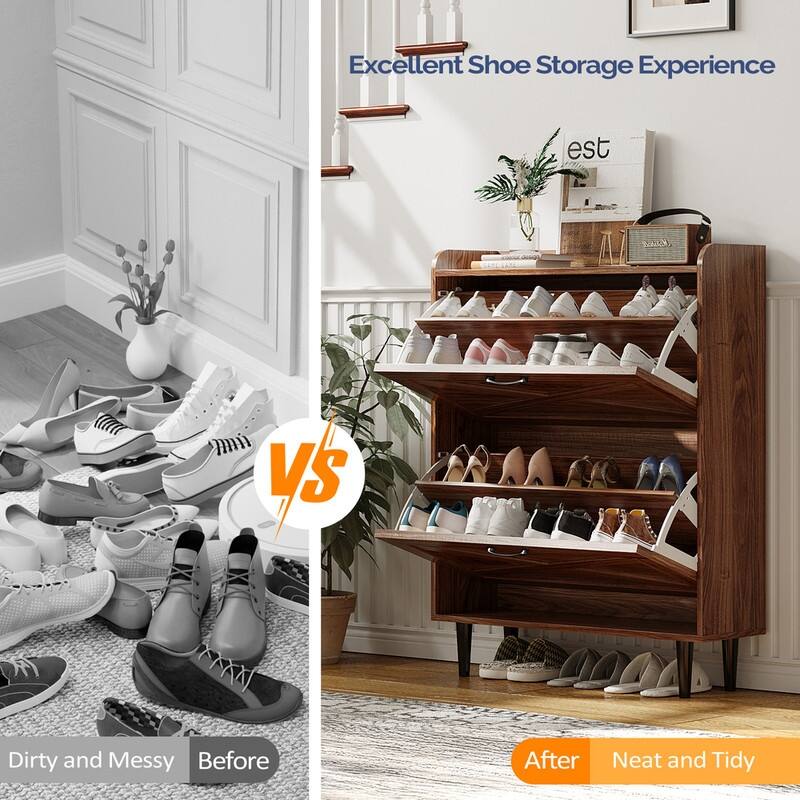 2 Flip 1 Barrier Barn Door Shoe Cabinet Melamine Embossed 31.6in