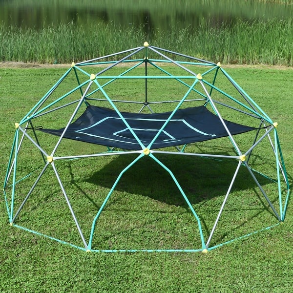 slide 2 of 18, 12ft Geometric Dome Climber Play Center with Hammock Green+Grey