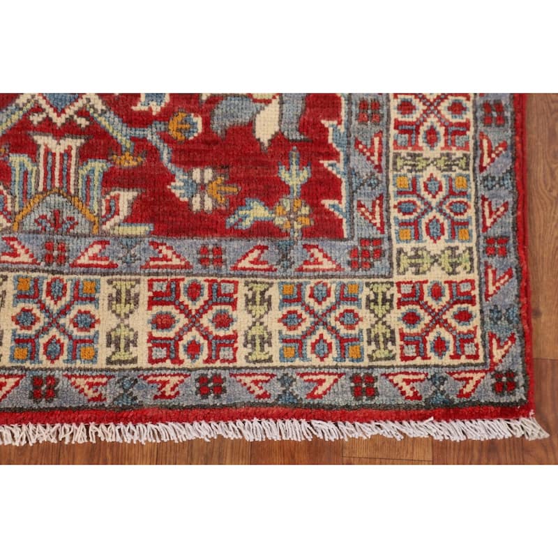 Red Kazak Oriental Foyer Rug Handmade Traditional Wool Carpet - 2'11" x 4'0"