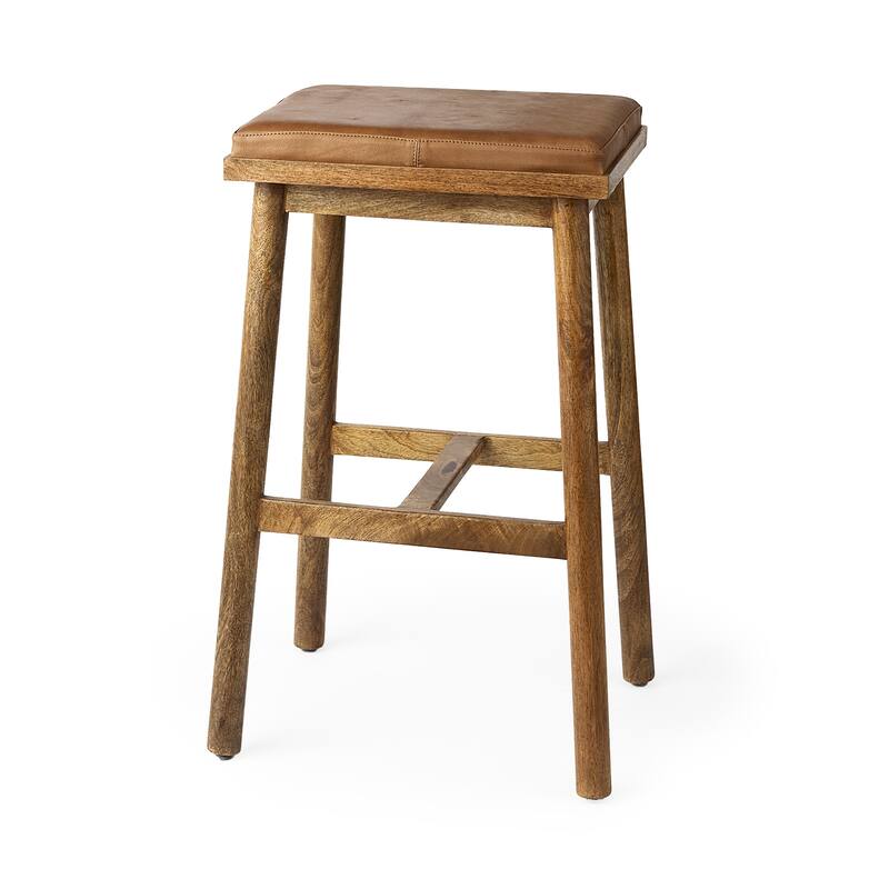 Eliza Leather Seat & Wood Frame Counter/Bar Stool