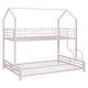preview thumbnail 15 of 14, Pink Metal House Bunk Bed with Roof, Ladder, and Fence for Kids