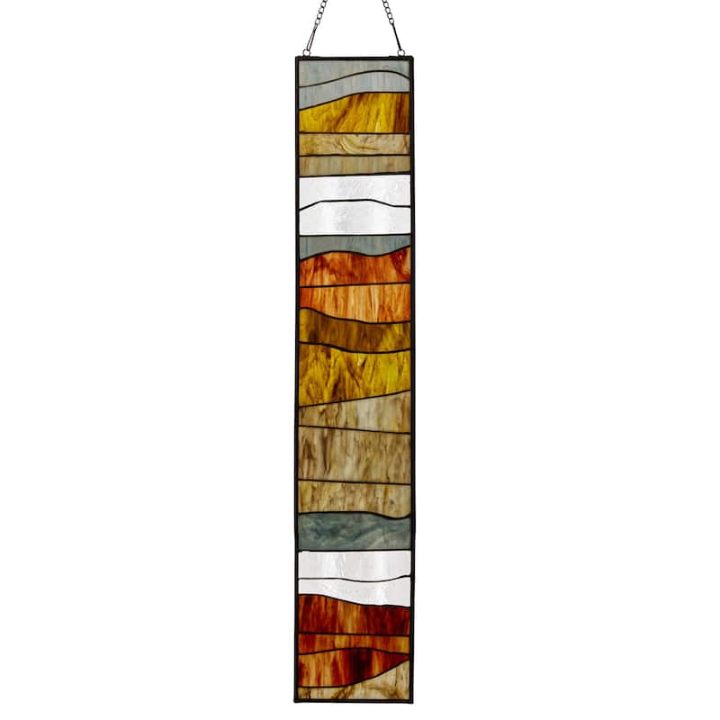 Geometric Waves River of Goods Stained Glass Window Panel - 6.25" x 0.25" x 36" - Multi