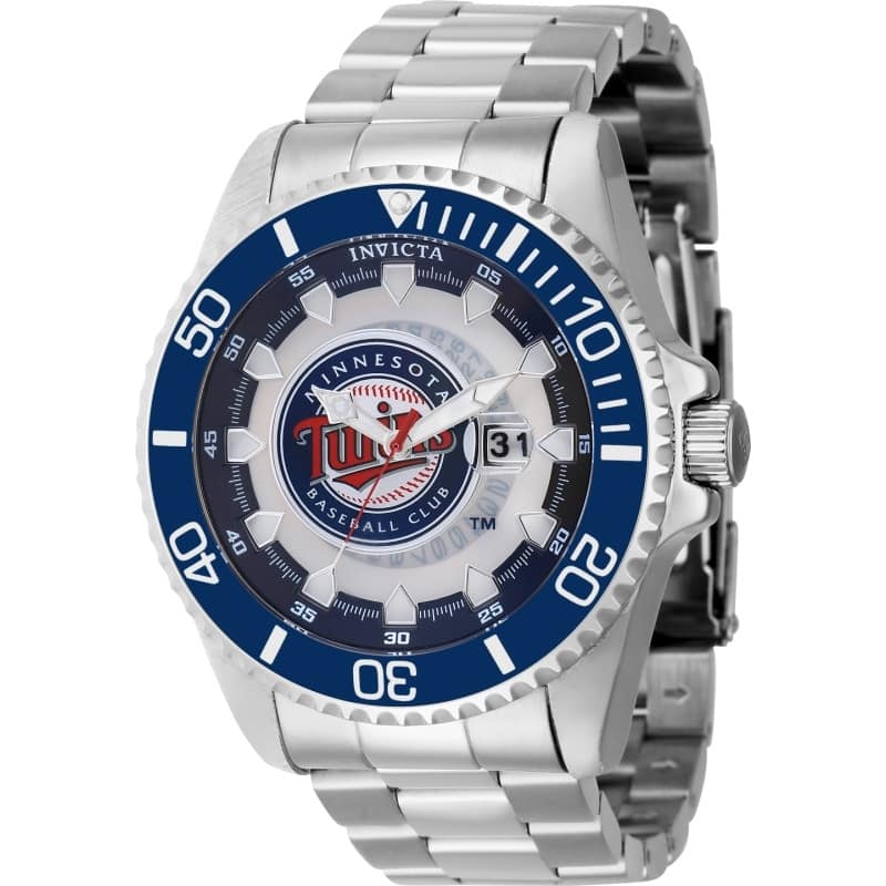 Invicta Men's 43470 MLB Minnesota Twins Quartz Multifunction Red, Silver, White, Blue Dial Watch