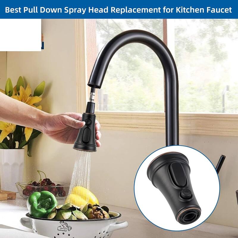 Kitchen Faucet Head Replacement, 3 Function Sprayer with 10 Adapters