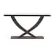 Rase 57 Inch Console Table, Cross Leg Design, Pedestal Base, Black Wood