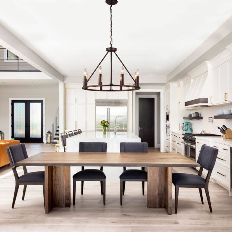 8 Light Wagon Wheel Chandelier Pendant Light in Oil Rubbed Bronze - Oil Rubbed Bronze - 23.25