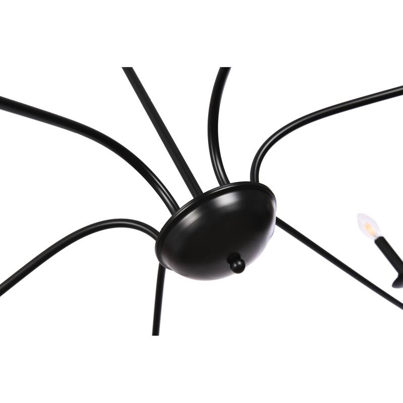 6 Light 64 Inches Minimalist Chandelier in Matte Black / Gold /Chrome