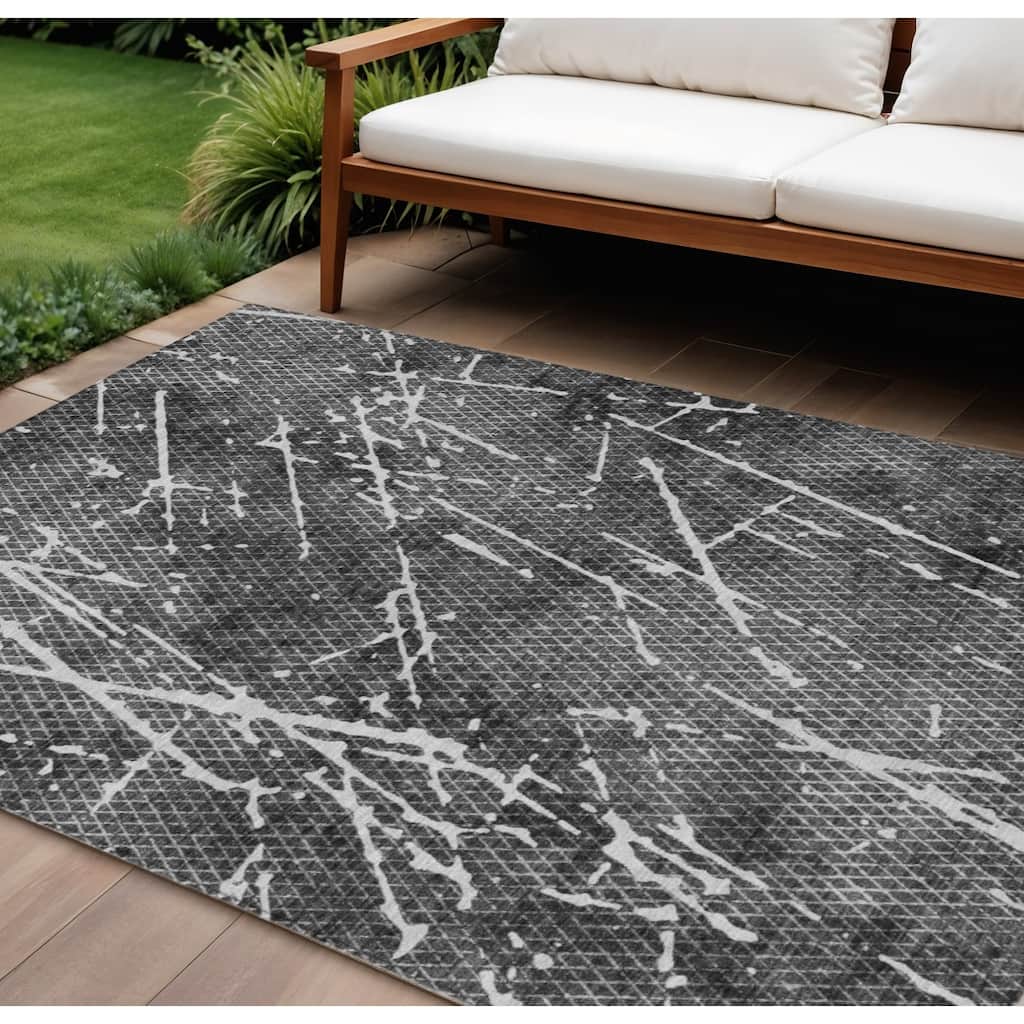 HomeRoots Abstract Transitional Rectangle Outdoor Rug