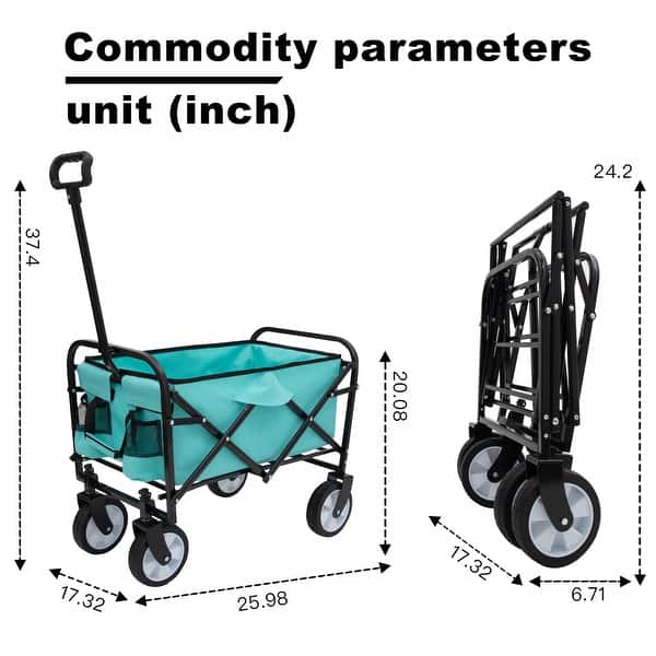 dimension image slide 4 of 6, Extention Collapsible Foldable Wagon Cart - N/A