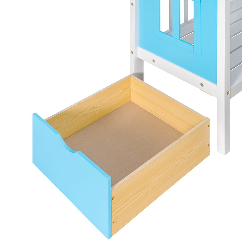 Twin-Over-Twin Bunk Bed with Changeable Table with 2 Drawers