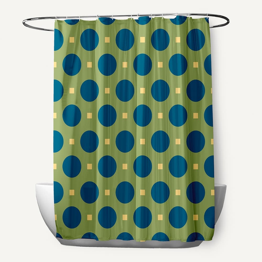 Polka-dot and Geometric Pattern Shower Curtain