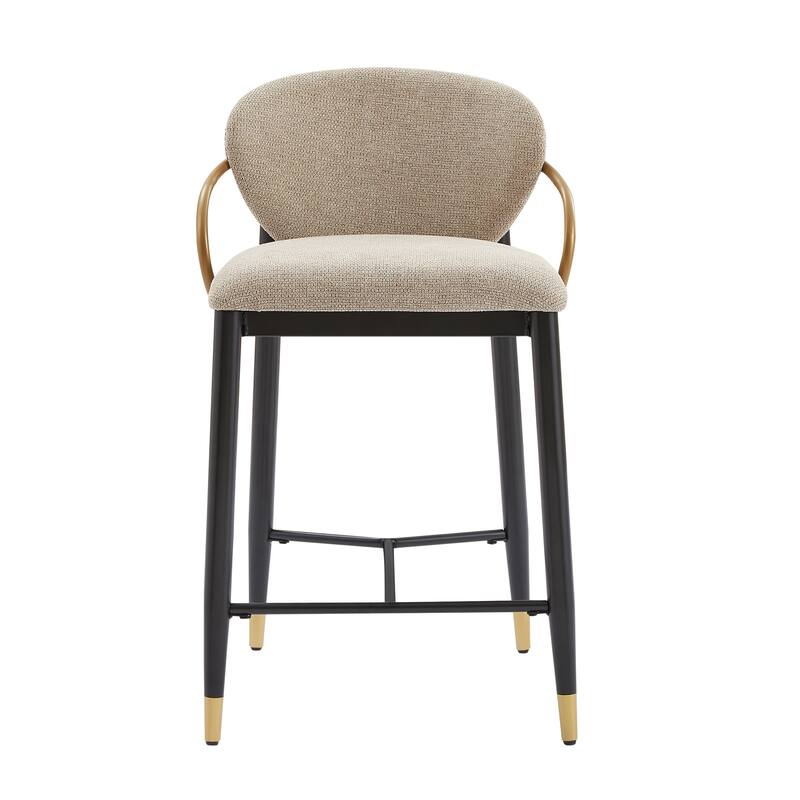 Christopher Knight Home - Mateo Modern Upholstered Counter Stool Set of 2 with Metal Frame and Supportive Back Design