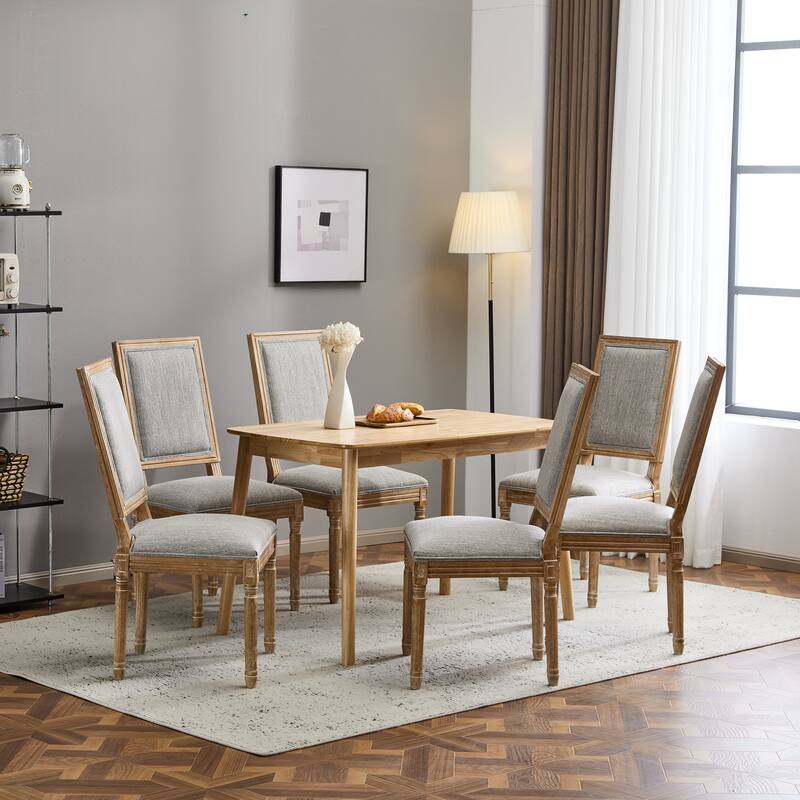 Modern 6 Piece Rattan Dining Chair with Backrest Cushions Wooden Legs for Dining Room Kitchen Living Room Bedroom