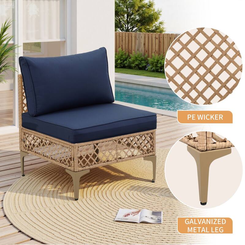 7-Piece Wicker Patio Conversation Set with Cushions,6 Sofas, 1 Table