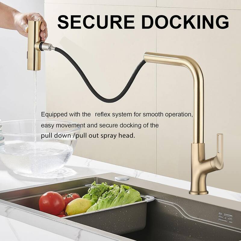 360° Rotating Single Handle Kitchen Sink Waterfall Faucet with Pull Down Sprayer (Only 1 Faucet)