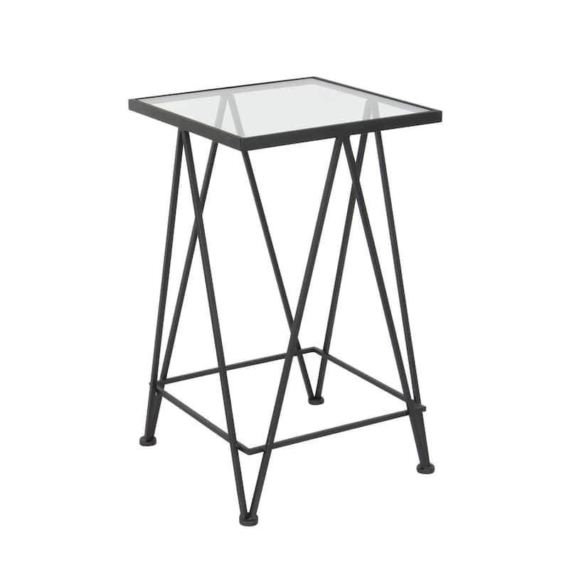 Gold, Silver or Black Metal Contemporary Accent Table with Mirrored Glass Top (Set of 2) - 15 x 15 x 25