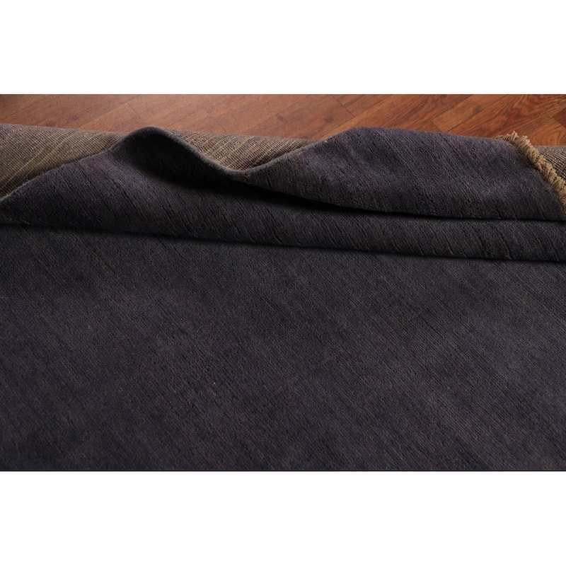 Purple Blue Gabbeh Modern Rug Hand-Knotted Wool Carpet - 3'9" x 5'8"