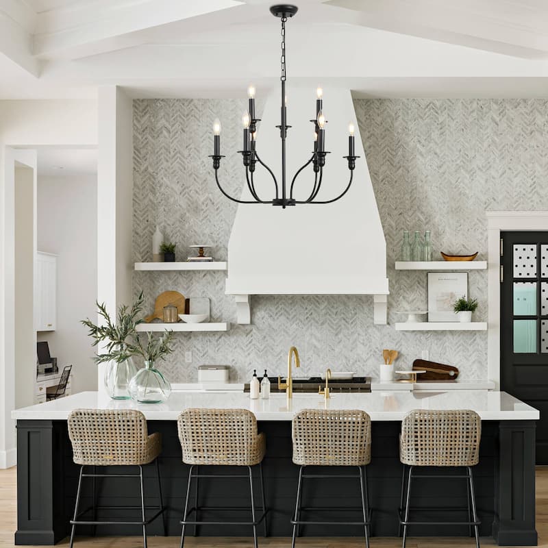 9-Light Candlestick Farmhouse Chandelier for Bedroom Living Room Staircase