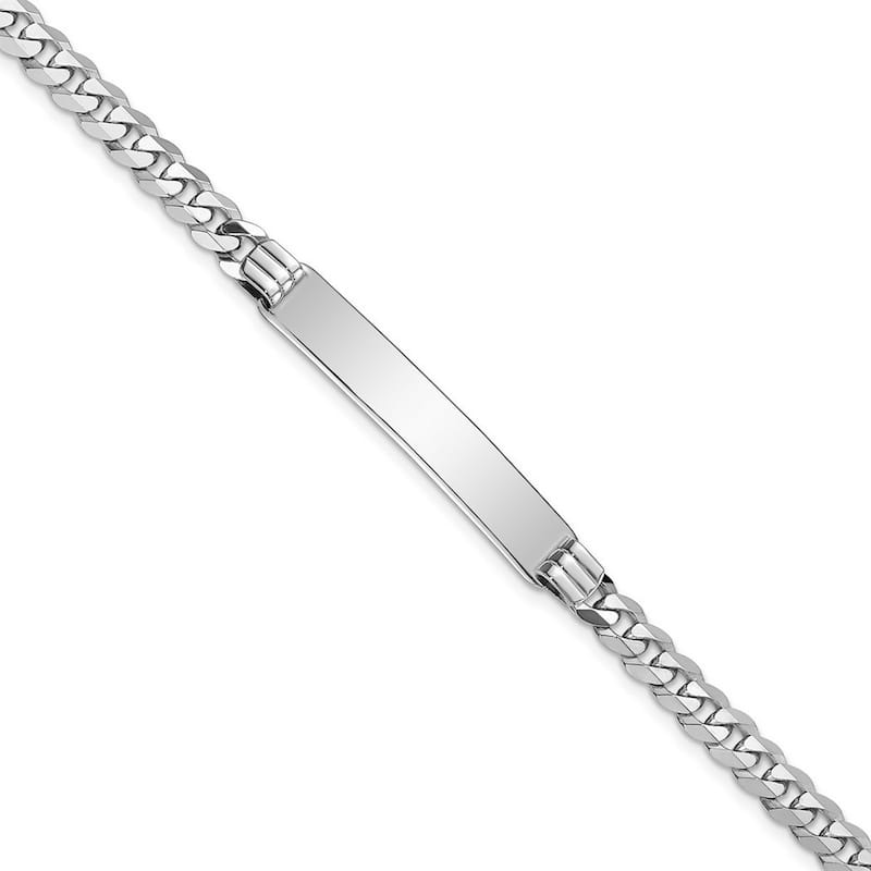 Curata 7mm 14k White Gold Engravable Flat Curb Link ID Bracelet