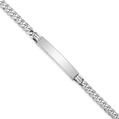 Curata 7mm 14k White Gold Engravable Flat Curb Link ID Bracelet