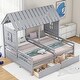 preview thumbnail 1 of 11, House Platform Beds wCombination of 2 Side by Side Twin Size Bed, Gray