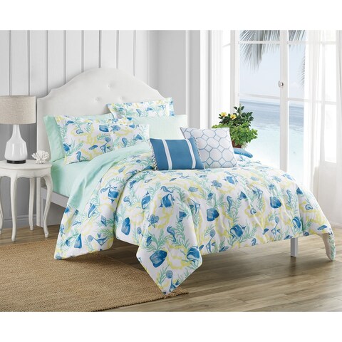 CEDAR COURT Atlantic Beach Blue Ultra Soft 10 PC Comforter Bedding Set