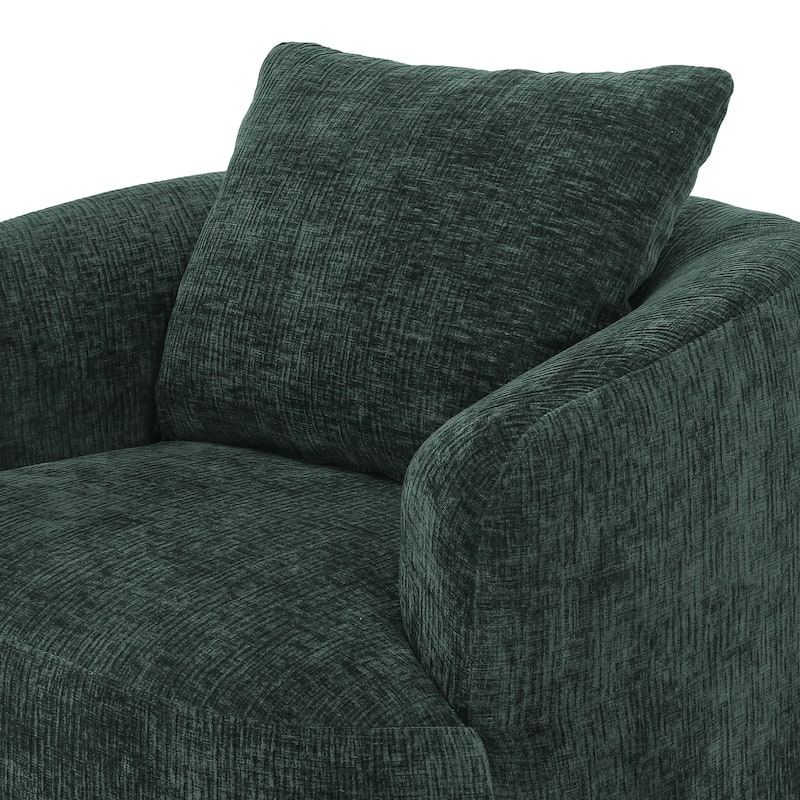 Chenille Swivel Accent Chair with Pillow