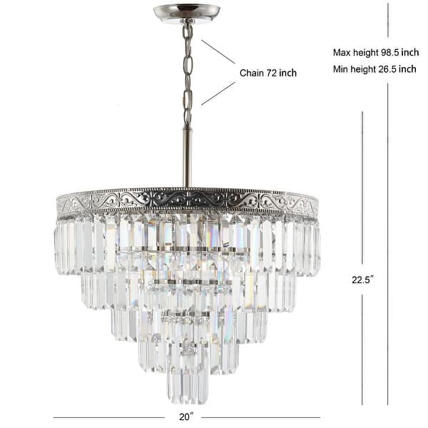 dimension image slide 0 of 5, Gaines Crystal LED Chandelier, Polished Nickel/Clear by JONATHAN Y