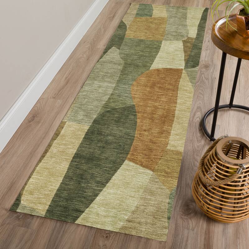 Machine Washable Indoor/ Outdoor Contemporary Layers Chantille Rug