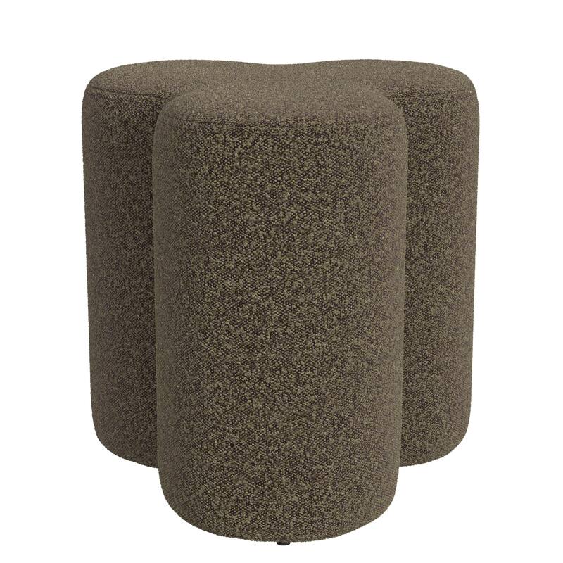 Ace Accent Ottoman with Clover Shape in Dark Brown Boucle, 18 Inch
